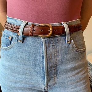 Brown Vintage Leather Braided Belt